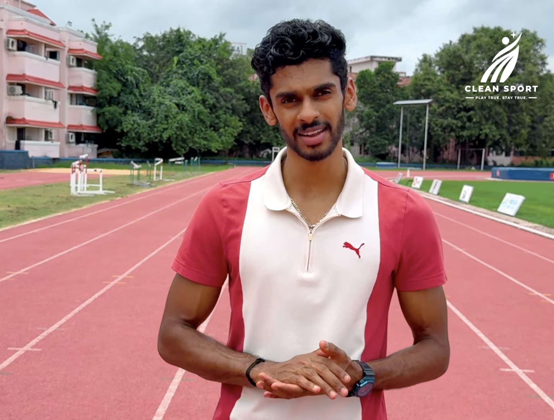 Sreeshankar Murali sharing a clean sport message for the Clean Sport campaign